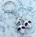 Cherry skull keychain, skull Keyring, skull lover gifts, Halloween keychain, Halloween Keyring, skull themed , Halloween inspired,