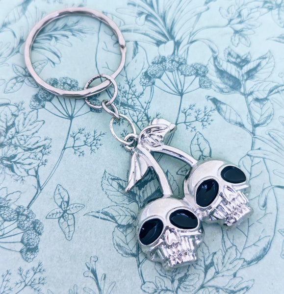 Cherry skull keychain, skull Keyring, skull lover gifts, Halloween keychain, Halloween Keyring, skull themed , Halloween inspired,