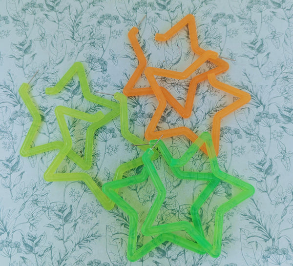 Bright festival earrings, raver earrings, neon rave jewellery, festival jewellery, funky star earrings, secret Santa gifts, music concert