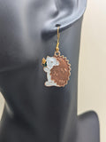 Hedgehog earrings, hedgehog jewellery, hedgehog lover gifts, hedgehog themed, animal earrings, animal lover, woodland animal gifts,