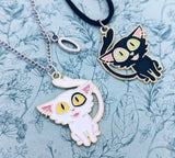 Spooky cat necklace, Halloween cat pendant, black and white cat jewellery, cat mom gifts, cat necklace gift, animal inspired gifts,
