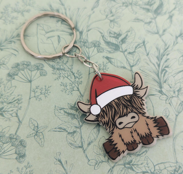 Highland cow keyring, highland cow keychain, highland cow lovers, highland cow gifts, stocking fillers, Christmas keychain, secret Santa
