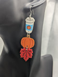 Pumpkin earrings, autumn lover gifts, autumn earrings, coffee lover gifts, coffee earrings, pumpkin jewellery, coffee jewellery, autumn gift