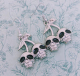 Skull cherry earrings, skull lover gifts, skull jewellery, Halloween themed earrings, Halloween jewelry, skull inspired gifts, gothic gifts