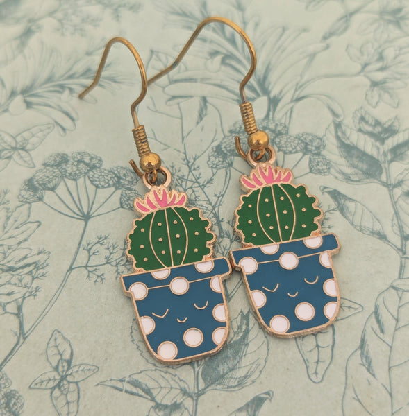 Cactus earrings, cactus jewellery, cactus lover gifts, plant lover gifts, plant earrings, cactus mom gifts, gardener gifts, flower earrings