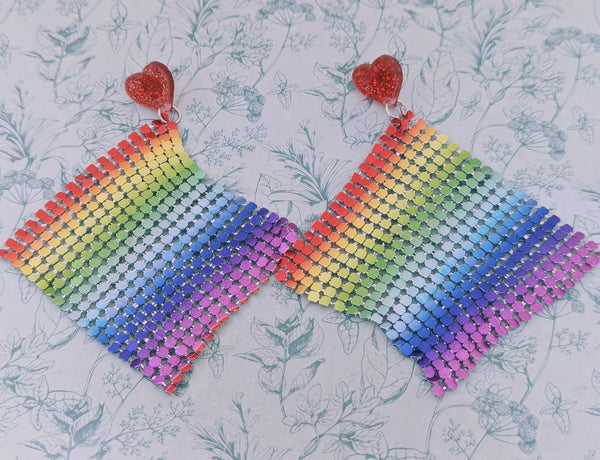 Rainbow earrings, LGBT earrings, LGBT jewellery, secret santa, pride earrings, statement earrings, LGBTQ earrings, rainbow jewellery,