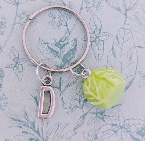 Cabbage foodie keychain, cabbage lovers gifts, novelty food jewellery, fun silver earrings, gifts for chef, vegan earrings, gifts for vegans