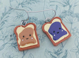 Peanut butter and jelly earrings, food earrings, foodie gifts, food inspired, food themed, novelty earrings, novelty jewellery, American