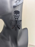 Big skeleton earrings, gothic horror statement earrings, scary skull jewellery, Halloween jewellery accessories, Halloween earrings,