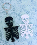 Spooky skeleton statement keychain, big Halloween keyring, Halloween accessories, gothic skeleton gifts, Halloween lover gifts,