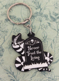 Gothic snake keychain, gothic style keyring, never trust the living, snake lover gifts, Halloween inspired bag charm, Halloween lover gifts,