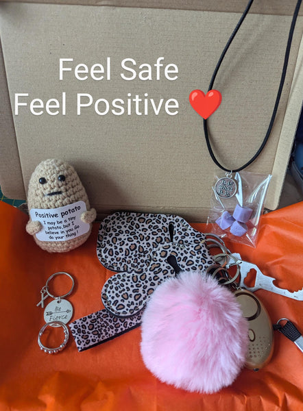Positive gift set box, safety keychain, stocking fillers, anxiety gifts ideas, anxiety inspired, anxiety suffers, birthday gifts,