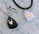 White ghost necklace, heart ghost jewellery, paranormal investigator gifts, Halloween ghost pendant, ghost themed, ghost inspired gifts