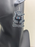 Its fine I'm fine everything is fine earrings, spooky cat earrings, black gothic cat jewellery, fun novelty cat earrings, cat style gifts,