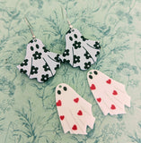 Ghost spooky earrings, ghost jewellery, novelty fun ghost themed jewellery, Halloween earrings, Halloween party accessories, cute ghost gift