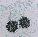 Witchy pentagram earrings, black pentagram jewellery, gifts for witches, wiccan earrings, witchcraft gifts, pagan jewelry, gifts for gothics