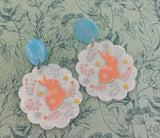 Cute white rabbit stud earrings, rabbit themed jewellery, rabbit lover gifts, gifts for rabbit moms, statement animal earrings, Easter gifts