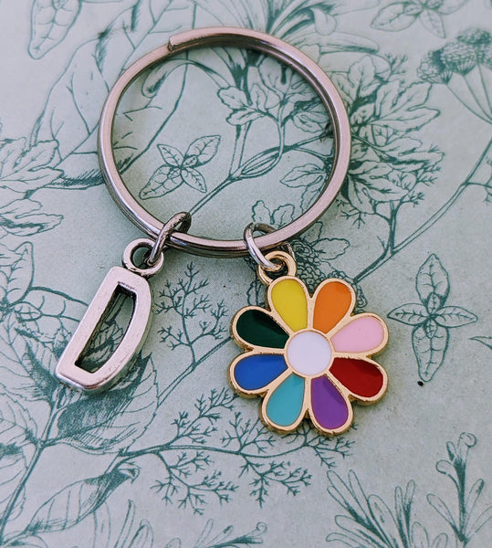 Cute flower keychain, rainbow flower keychain, gifts for children, flower girl keychain, children bag accessories, stocking fillers,