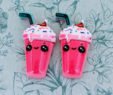 Pink cute milkshake stud earrings, milkshake lover gifts, gifts for foodies, novelty fun jewellery, summer earrings, food inspired gifts