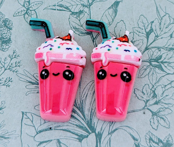 Pink cute milkshake stud earrings, milkshake lover gifts, gifts for foodies, novelty fun jewellery, summer earrings, food inspired gifts