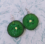 Big kiwi fruit earrings, kiwi themed jewellery, fruit lover style gifts, gifts for vegans, summer fruit, fruit themed gifts, food earrings,