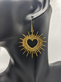 Gold heart earrings, gold heart jewellery, heart themed gifts, gifts for girlfriend, secret Santa gifts, heart accessories, heart style gift