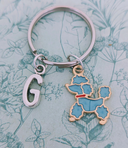 Blue poodle keychain, poodle dog keyring, poodle dog lover gifts, gifts for poodle mom, poodle themed, poodle inspired, dog walker gifts