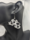 Cowboy style earrings, sunflower earrings, sunflower jewellery, black and white cow earrings, line dancing earrings, line dancing lovers