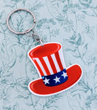 Patriotic independence day hat keychain, American flag keychain, American style gifts, stars and stripes keychain, gifts for patriots,