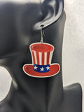 Independence day American flag hat earrings, American earrings, American flag, novelty fun earrings, patriotic gifts, American themed gifts