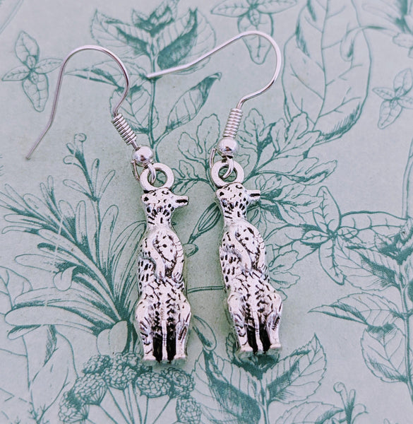 Cute meerkat animal earrings, meerkat animal jewellery, meerkat lovers gifts, zoo keeper gifts, secret Santa gifts, gifts for zoologist,