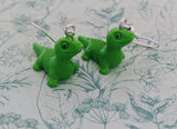 Green lizard earrings, green lizard jewellery, lizard lover gifts, lizard themed accessories, lizard mom gifts, reptile lover gifts