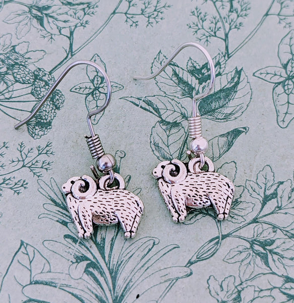 Ram sheep earrings, cute sheep jewellery, sheep lover gifts, sheep themed accessories, farm animal lovers, sheep farmer gifts, sheep gifts