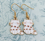 White love cat earrings, white cat jewellery, white cat mom gifts, gifts for cat mums, gifts for cat lovers, cat animal jewellery,