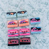 Music cassette tape earrings, music lover themed jewellery, novelty fun secret Santa gifts, gifts for musicians, music inspired gifts,
