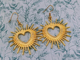 Gold heart earrings, gold heart jewellery, heart themed gifts, gifts for girlfriend, secret Santa gifts, heart accessories, heart style gift