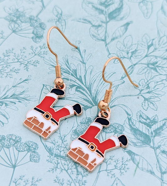 Novelty Santa Christmas earrings, fun Christmas jewellery, secret Santa gifts, office Christmas party earrings, Christmas accessories,