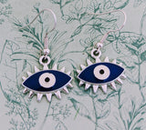 Evil eye protection charm earrings, blue evil eye jewellery, gothic evil eye jewellery, Turkish inspired gifts, evil eye charm,