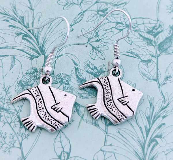 Tropical angel fish earrings, angel fish jewellery, fish lover gifts, nautical fish earrings, nautical fish gifts, nautical jewellery gift