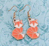 Cute fox queen earrings, fox themed jewellery, fox lover gifts, gifts for fox lovers, woodland animal earrings, woodland animal style gifts