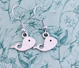 Small silver whale earrings, cute whale themed jewellery, whale lover gifts, marine biologist gift ideas, whale inspired, fish earrings,