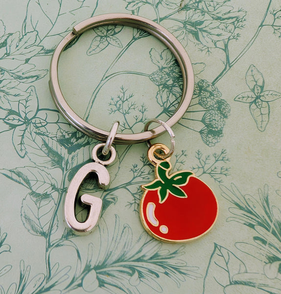 Tomato keychain, vegetable themed keyring, vegan gifts, tomato lover gifts, gardener gifts, gifts for farmers, allotment owner gifts,