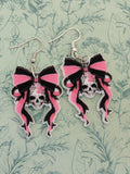 Pink gothic skull earrings, gothic style jewellery, alternative punk earrings, day of the dead earrings, skull themed gifts, goth style,