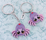 Purple spider keychain, spider lovers gifts, gothic spider gifts ideas, spider owner gifts, spider themed gifts, gothic keyring,