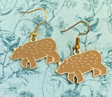 Brown bear earrings, brown bear jewellery, bear lover jewellery gifts, animal lover gifts, animal themed gifts, bear themed accessories