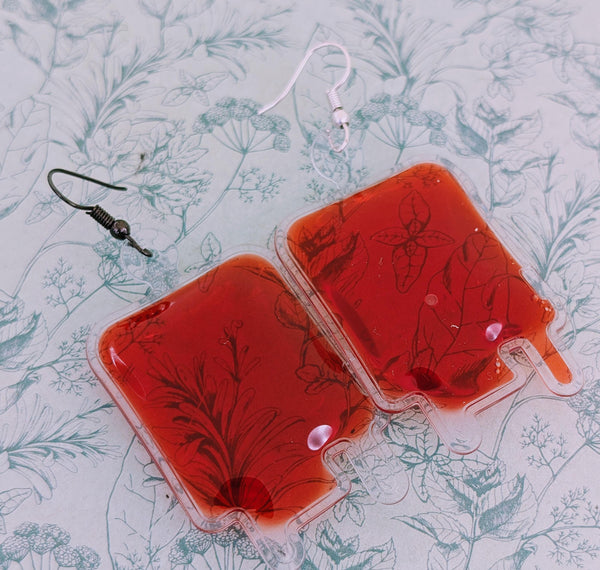 Vampire style gothic earrings, blood horror earrings, Halloween themed gifts, Halloween scary big earrings, vampire slayer, gothic gifts