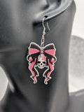 Pink gothic skull earrings, gothic style jewellery, alternative punk earrings, day of the dead earrings, skull themed gifts, goth style,
