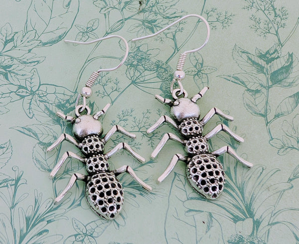 Silver ant earrings, ant inspired jewellery, ant lover gifts, ant farming, ant farmer gifts, insect earrings, gifts for insect lovers,