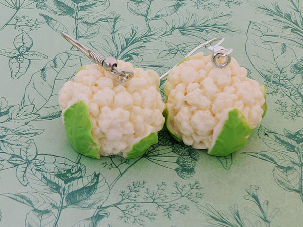 Cauliflower earrings, vegetables earrings, vegetable jewelry, cauliflower lovers, vegan earrings, vegan jewelry, kawaii earrings,