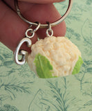 Cauliflower food keyring, cauliflower lover gifts, foodie gifts, novelty food inspired gifts, food critic gifts, vegan keychain, fun jewelry